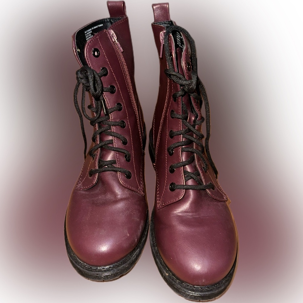 Time and True Maroon Combat Boots